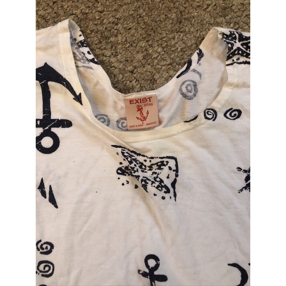 Exist Womens Short Sleeve Pullover Tunic Blouse White & Black Size LG - Picture 2 of 6